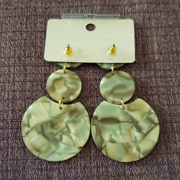 Handmade dangle earrings acrylic trendy - Picture 2 of 2